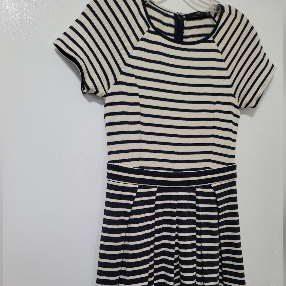 Tibi Blue White Striped Cotton Knit Skater Dress Short Sleeve Size XS - Picture 5 of 12